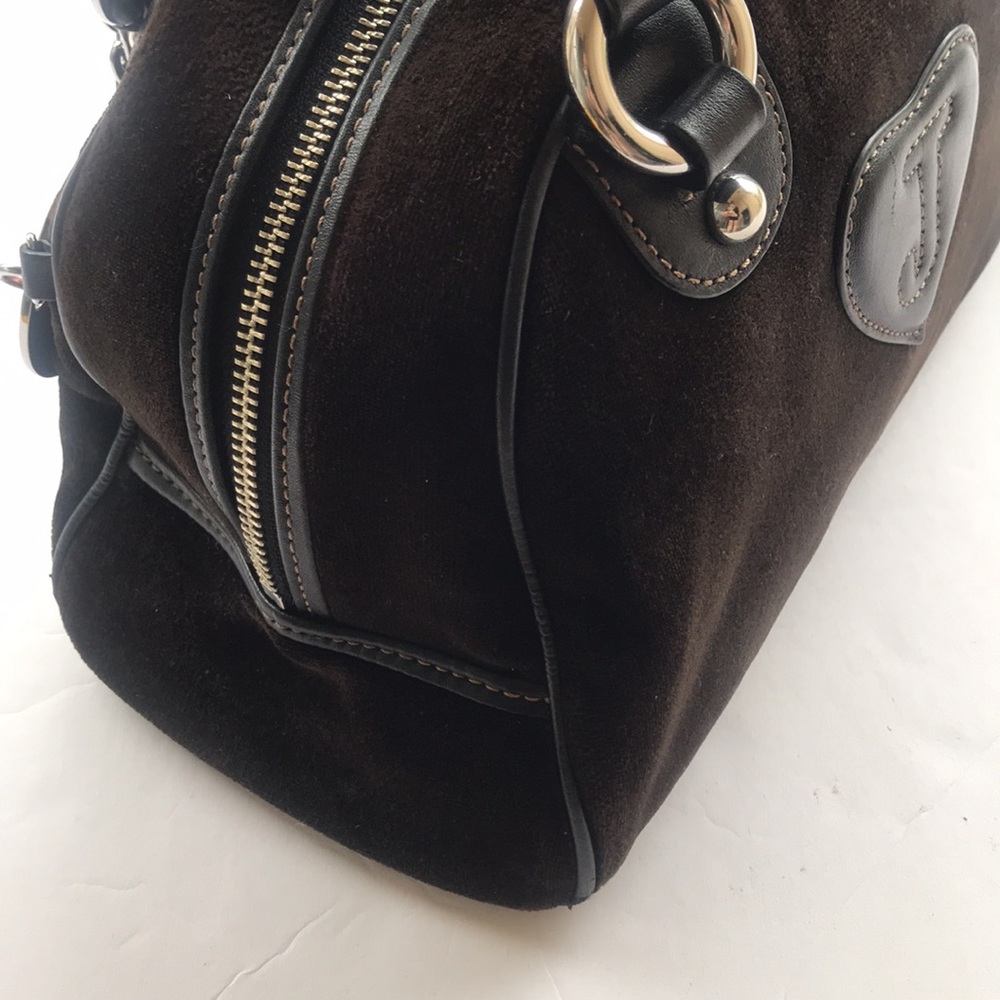 Rare Vintage Juicy Couture OG Bowler Bag Purse Velour Brown Charm Love P&G Y2k - Picture 7 of 17